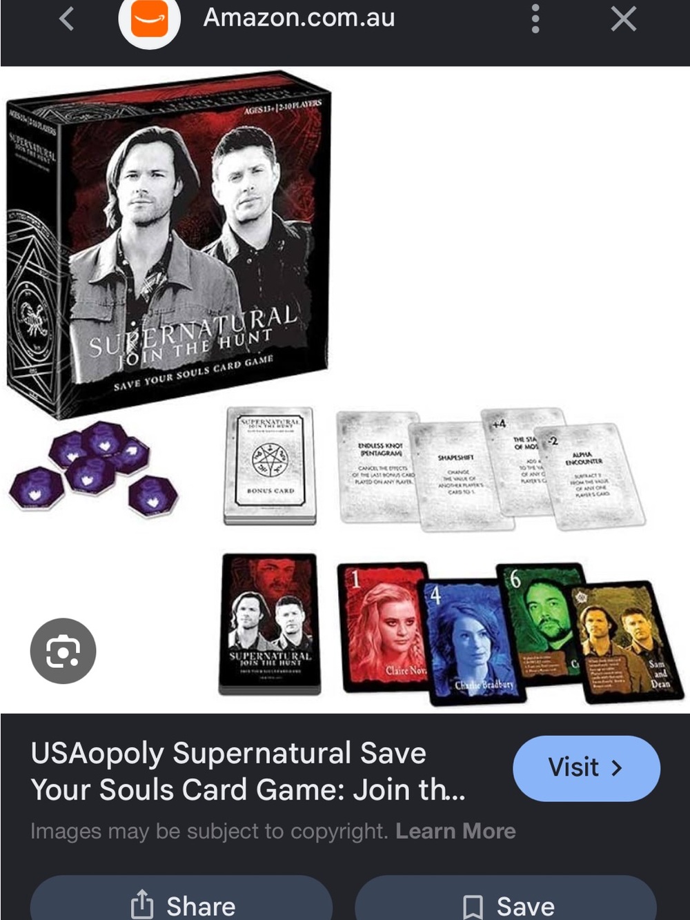 Supernatural Save Your Souls Card Game - Black/Purple Edition opened